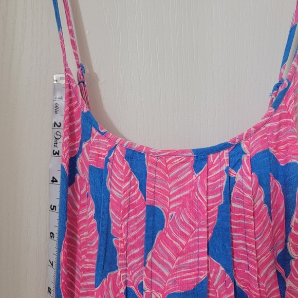Vineyard Vines, Blue, Pink & White Palm Leaf Pattern Maxi Dress, Sleeveless - Picture 9 of 13